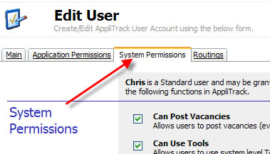 System Permissions Tab