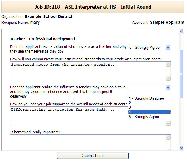 Complete evaluation form