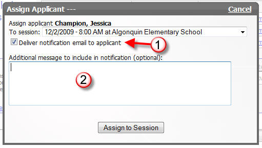 Assigned Notification Window