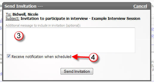 Send Invitation Window