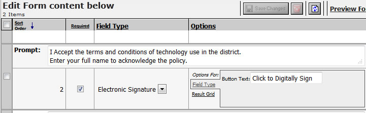 Electronic Signature field type